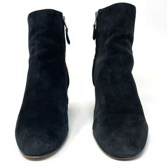 Sam Edelman Tavi Floral Embroidered Black Suede Booties Size 8.5 - Picture 3 of 10